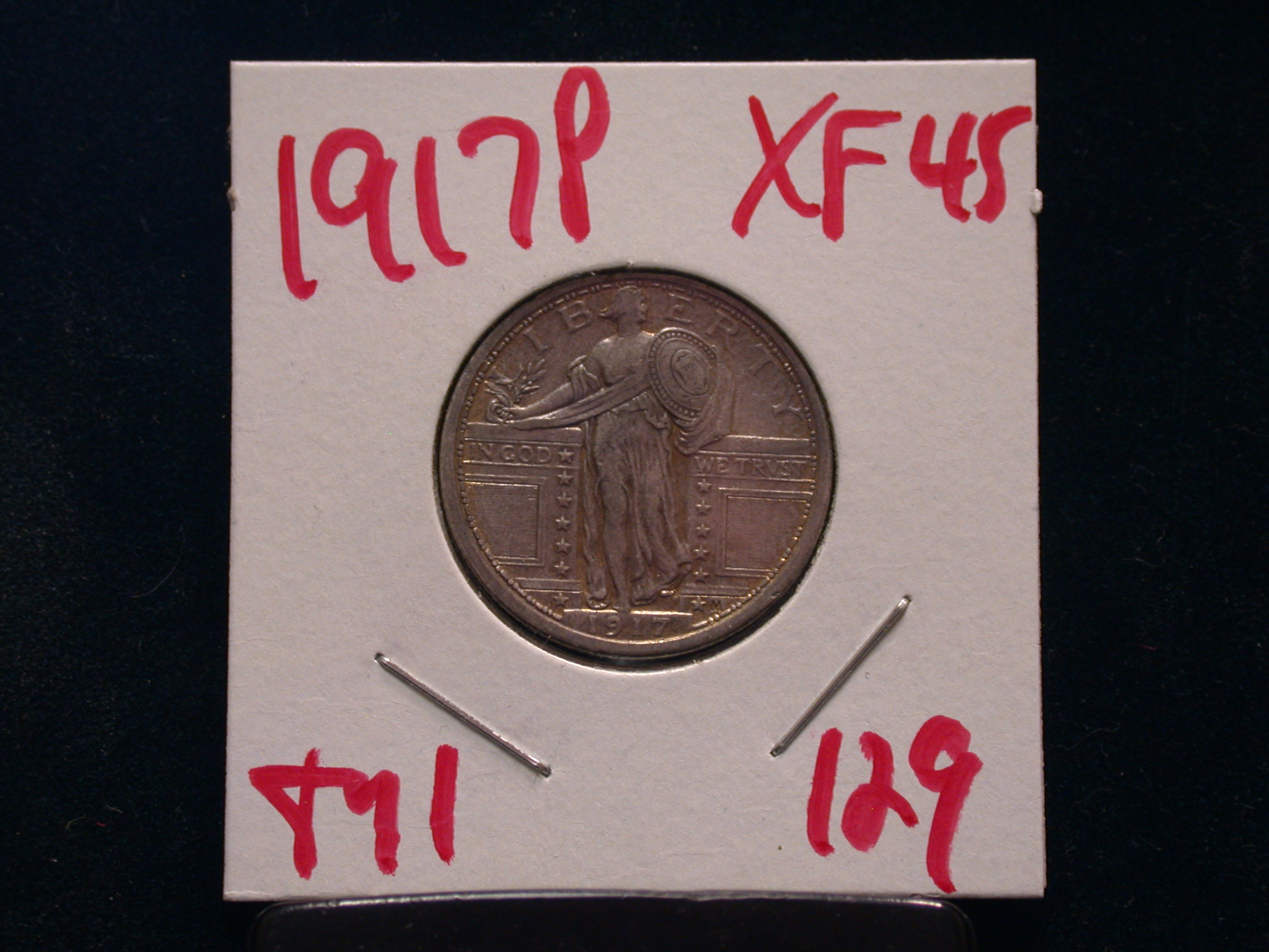1917 P Type1 Standing Liberty Quarter in XF 45! - Click Image to Close